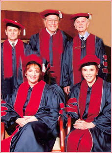 Mrs. Kaufman pictured here with Tony Bennett, Patti Lupone, Mikhail Baryshnikov, and a Professor from The Juilliard School