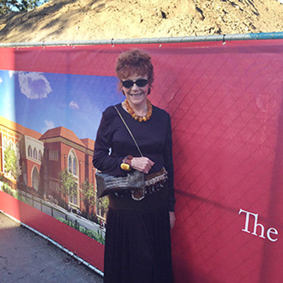 Glorya Kaufman returns with excitement to view the construction progress of the USC Glorya Kaufman International Dance Center.